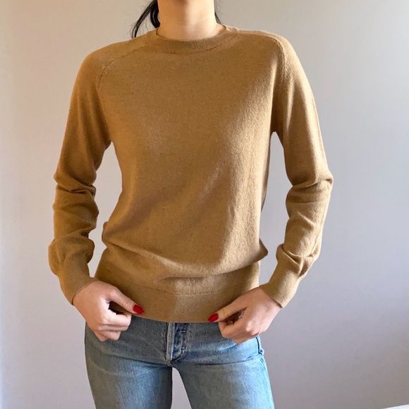Zara wool cashmere blend crew neck sweater camel tan - Picture 1 of 9